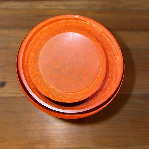 Speckled Art Glass Vase Red Orange 7x2.5 in - Picture 5 of 11